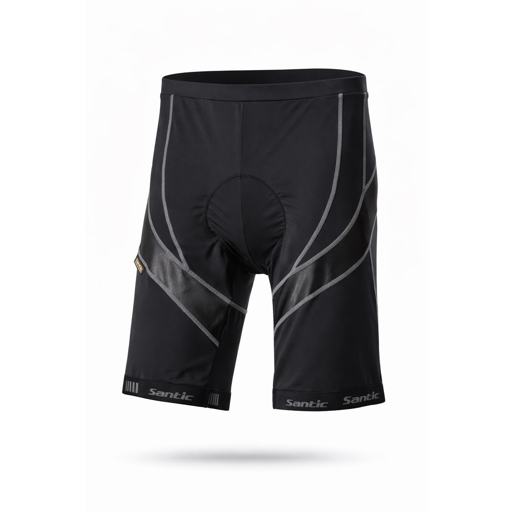 Santic Men's Black Padded Cycling Shorts Power-Dry USA XL Compression 11"